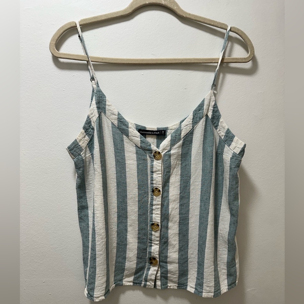 Abercrombie & Fitch Striped Tank Top - Blue and White